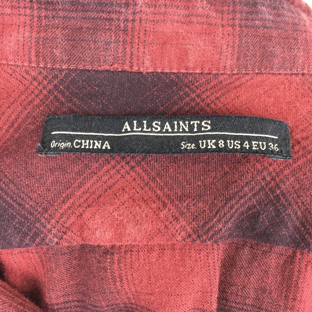 Allsaints Kayla Shirt Crossover Plaid Flannel 4 - Picture 7 of 9